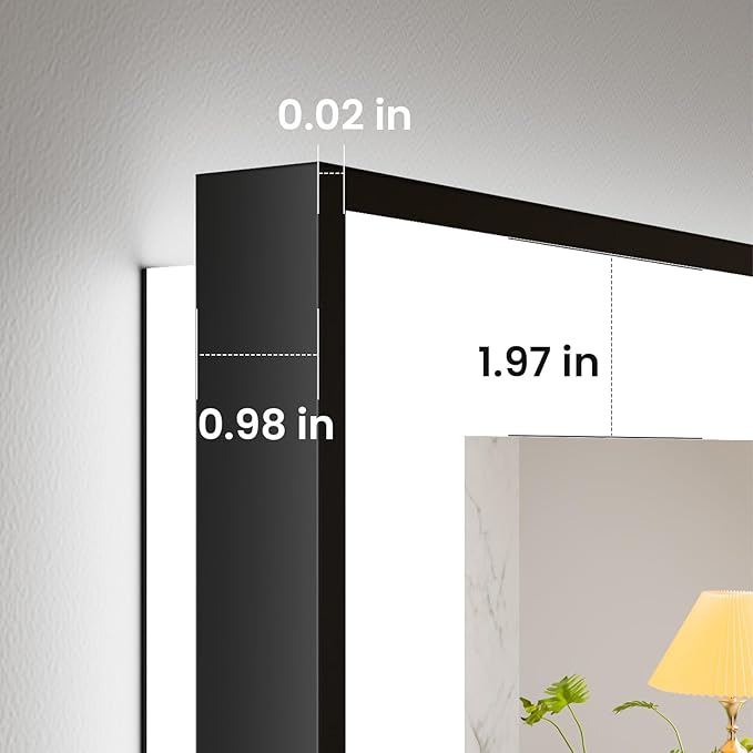 Amorho 55" X36" LED Bathroom Mirror with Black Frame, Front Light and Backlit(Controlled Separately), Stepless Dimmable, Anti-Fog, Shatter-Proof, 3 Colors, Memory