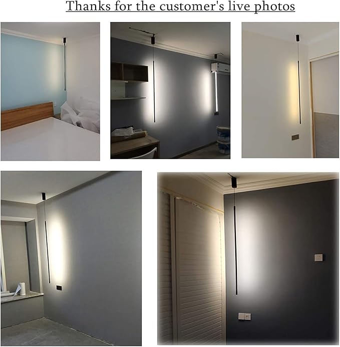 Modern Chandelier Geometry Line Strip Hanging Light, Led Chandelier, Living Room TV Wall Decor LED Pendant Lamps, Ceiling Lights Fixtures for Kitchen, Bedroom, Study Room(Warm Whit