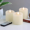 Flameless Candles with Timer, Flickering LED Candles Battery Operated with Remote, 3D Moving Flame, Real Wax 3" x 3" Electric Fake Candle for Home Party Decorations, 3 Pack