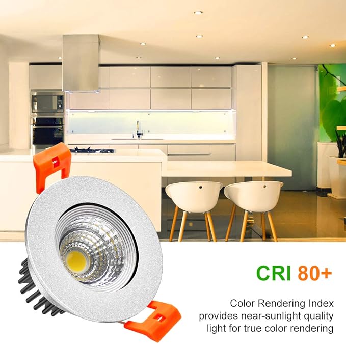 LightingWill 2inch LED Dimmable Downlight, 3W COB Recessed Ceiling Light, Warm White 3000K-3500K, CRI80, 25W Halogen Bulbs Equivalent, Silver(4Pack)