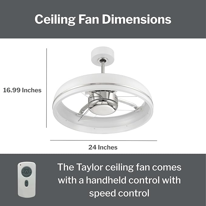 Craftmade Taylor 20" Dual Mount Indoor/Outdoor Flat Black Finish Ceiling Fan, LED Light Kit, Remote Control Included, Smart WiFi Enabled with Voice Activation (Polished Nickel)