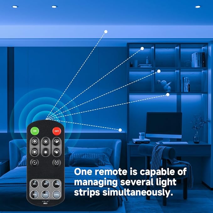 BTF-LIGHTING COB LED Strip Light 12V 16.4FT UL Listed, Blue Color Dimmable High Density Flexible Tape Light with RF Remote & ETL Power Adapter, Ultra Bright for Bedroom Kitchen Home Indoor Lighting