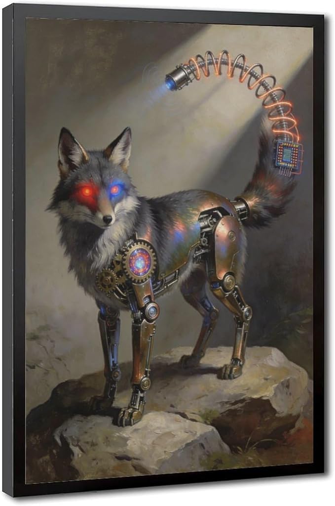 Framed Steampunk Fantasy Wall Art for Modern Living Room TV Wall Futuristic Industrial Style Decor Statement Artwork 08x12in
