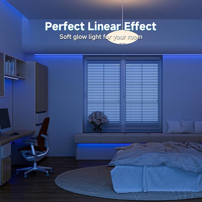 BTF-LIGHTING FCOB COB LED Strip Blue Color 5mm Width UL Listed Super Narrow Flexible Uniform Light DC12V 16.4FT CRI 90+ Dimmable LED Ribbon for Bedroom Home Indoor Decor(No Adapter or Controller)