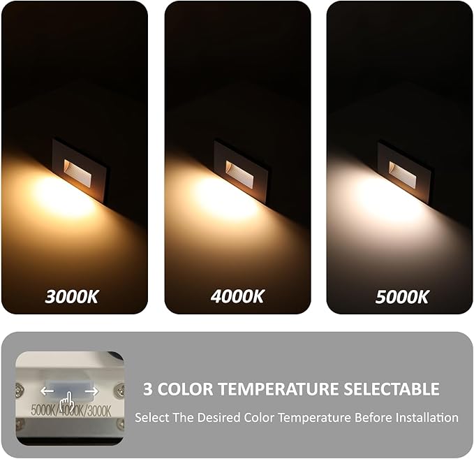 Stairway Lights Indoor, 120V 3.5W LED Dimmable Stair Lights Indoor Outdoor for Step Stair, 3000K/4000K/5000K, IP65 Waterproof, Aluminum, ETL, Bronze, Pack of 1 (D Style Bronze, 1)