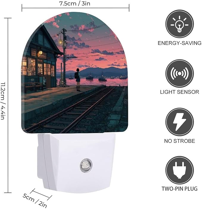 Plug in Night Light with LED & Smart Light Sensor, Track Auto-On/Off Night Lights Plug Into Wall for Bedroom, Bathroom, Hallway, Stairway