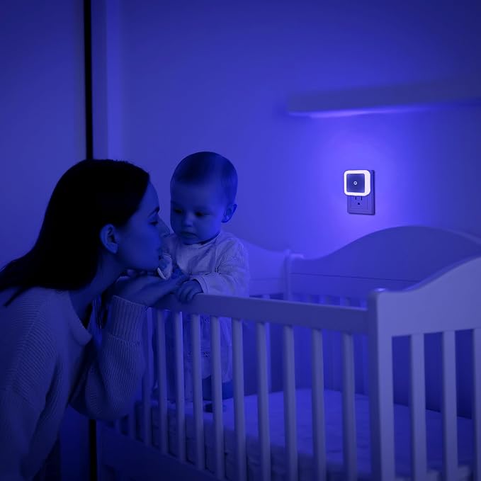 6 Pack Blue LED Night Light Plug in, Dusk to Dawn Sensor Automatic On and Off, Energy Efficient, Soft Glow Kids, Nursery, Bedroom, Bathroom, Hallway, Stairs, Kitchen