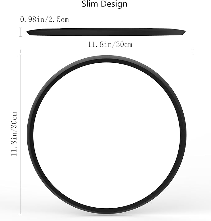 12 inch Flush Mount LED Ceiling Light Fixture, 3000K/4500K/6500K Selectable Ceiling Lights, Ultra Thin Round Black Ceiling Lamp for Living Room, Bedroom, Kitchen, Bathroom, Hallway, Non-dimmable