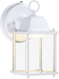 LIT-PaTH Small Outdoor LED Wall Lantern with Dusk to Dawn Photocell, 3000K Warm White, 9.5W, 800 Lumen, Aluminum Housing Plus Glass, Outdoor Rated, 1-Pack, White