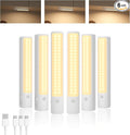 6 Pack Under Cabinet Lighting Warm, Motion Sensor Light Indoor, 2200mAh, Equipped with a 3-in-1 Charging Cable, Suitable for Stair Lighting, Easy Installation