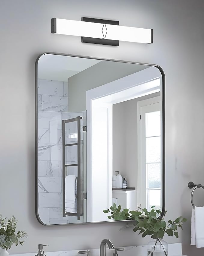 Bathroom Light Fixtures,Modern Dimmable Vanity Lights for Bathroom,15.75inch 20W 2000LM Black LED Vanity Lights Bar Over Mirror, LED Lighting Fixture 5700K Cool White ETL Certified