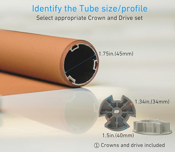 Rollerhouse 1.75"/45mm Roller Shade Battery Powered Motor with Remote Control for Solar Roller Shades Windows