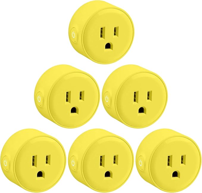 LITEdge Smart Plug Work with Alexa, Mini Smart Outlet Wifi Plug Google Home Assistant Voice Control, No Hub Required, Only Supports 2.4GHz Network, Timer Function, ETL Listed, Yellow Finish, Pack of 6