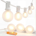 SUNSGNE 25Ft G40 LED Outdoor White String Lights with 27 White Frosted Shatterproof Globe Bulbs (2 Spare), Outdoor Hanging Lights for Room Café Bistro Pergola Tents, 25 Pack, White Wire