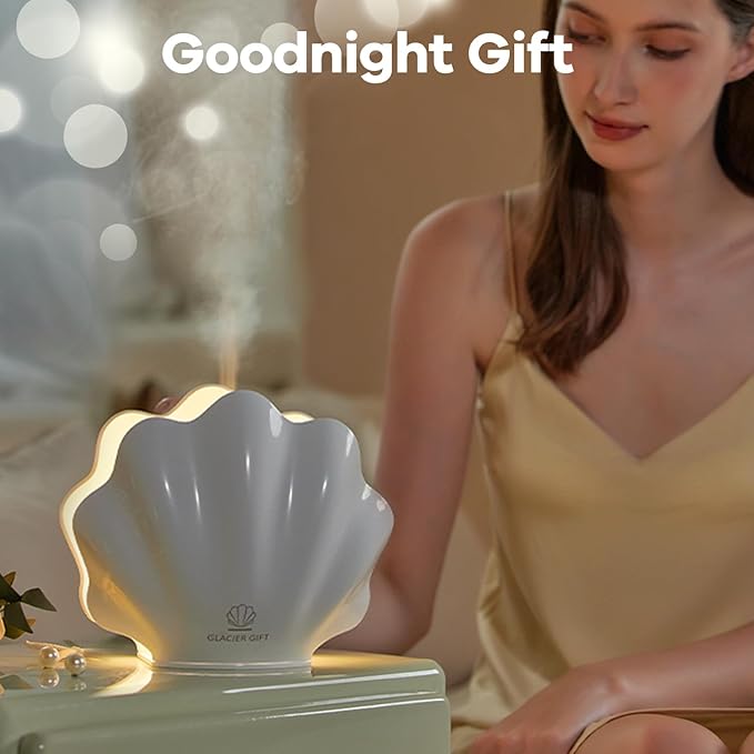 Essential Oil Diffuser 260ML, Shell Aroma Diffuser with Remote Control, 7 Colors LED Night Light for Bedroom Home Relaxation, Valentines Day Gifts