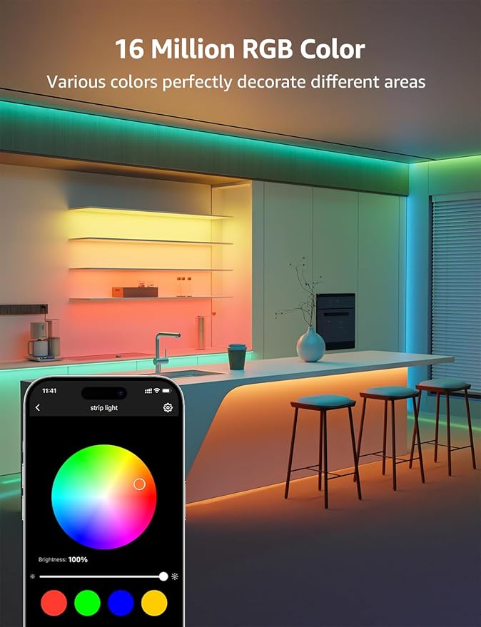 Lepro SE1 AI Smart LED Strip Lights - 32.8ft RGB Color Changing Light Strips with APP Control, AI Generated Lighting, Music Sync, 2.4GHz Wi-Fi & Bluetooth LED Lights for Home Decor (No Remote)