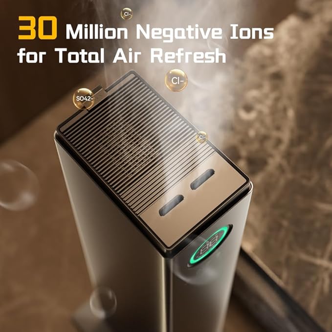 13L Top Fill Cool Mist Humidifier, Smart Remote Control, Large Room Coverage, 32-inch Tower Design, Color-Coded Display