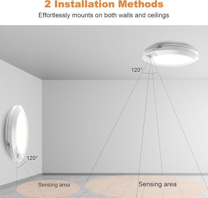 Battery Operated Motion Sensor Light Indoor, 6.3", 210LM, 6000K Cool White, Stick-on or Screw Mount for Ceiling/Wall, for Closet, Pantry, Shed, Cabinet, Stairwell, Hallway, 1-Pack