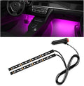 Car Interior LED Strip Light, 12V 24 LED Neon Ambient Night Light with Cigarette Lighter Plug, Automotive Atmosphere Decorative Under Dash Lighting Kit, Car Accessories (Pink Purple)
