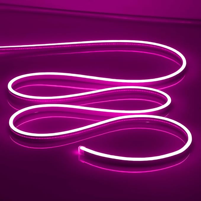 LED Neon Lights Flexible Purple 16.4FT/5M 12V DC Waterproof Flexible LED NEON Light for Indoors Outdoors Decorm [ No Power Adapter] Purple