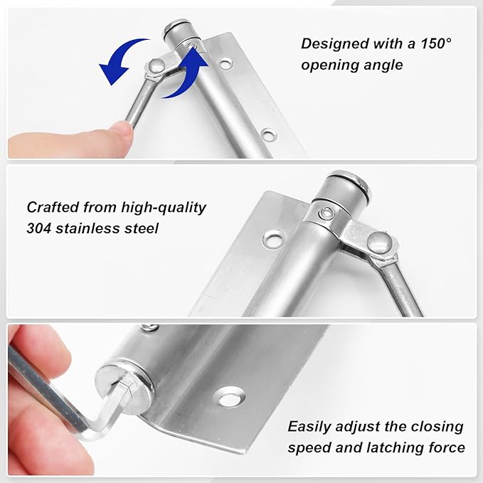 Automatic Door Closer Black Spring Door Closers for Home, Stainless Steel Auto Doors Closer Self Closing Safety Screen Closers