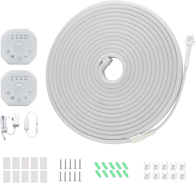 Motion Sensor LED Strip Lights - Chasing Effect Auto ON/Off for Stairs, Bedroom, Under Cabinet - 32.8ft Warm White, Easy Peel & Stick Install