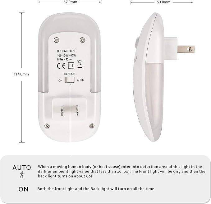 Sensky Plug-in LED Backlit Night Light with Motion Sensor, Dusk to Dawn Sensor, Auto On/Off Nightlight for Kids and Adults, Bedroom, Bathroom, Hallway, Warm White