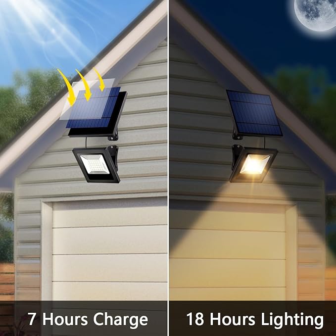 Solar Flood Lights Outdoor Dusk to Dawn Solar Light 4400mAh Waterproof LED 3000K Warm White Solar Powered Lighting for Outside, Wall, Patio