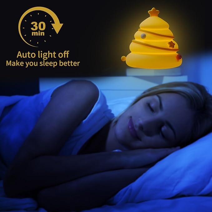 Xmas Tree Night Light, Cute LED Lamp, Silicone Dimmable Nursery Nightlight for Kids, Rechargeable Bedside Touch Lamp, Funny Office Desk Light and Home Decor(Xmas Tree)…