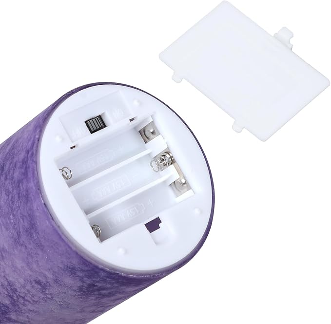 Purple Flameless Candles with Remote and Timer, Real Wax Battery Operated Candles for Home Decor, Set of 3 Flickering Glass LED Pillar Candles for Christmas Halloween Decoration