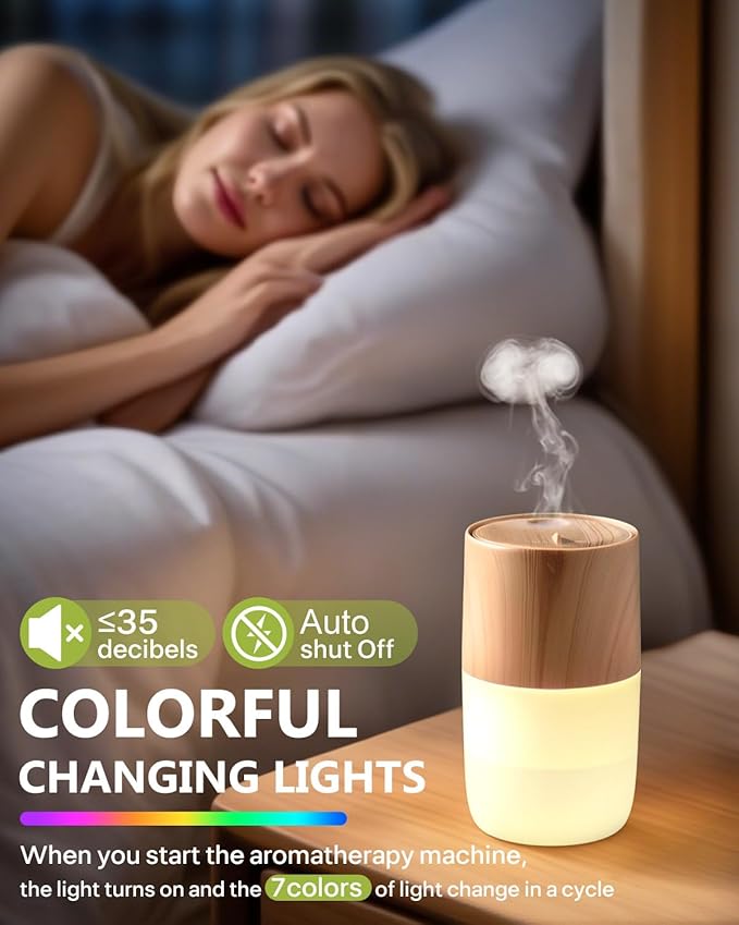 300ml Essential Oil Diffuser, Quiet 4-in-1 Premium Humidifier with Jellyfish Spray Mode, Aromatherapy & Humidifier with 7-Color LED Lights and Auto Shut-Off, Diffusers for Home, Office, Yoga