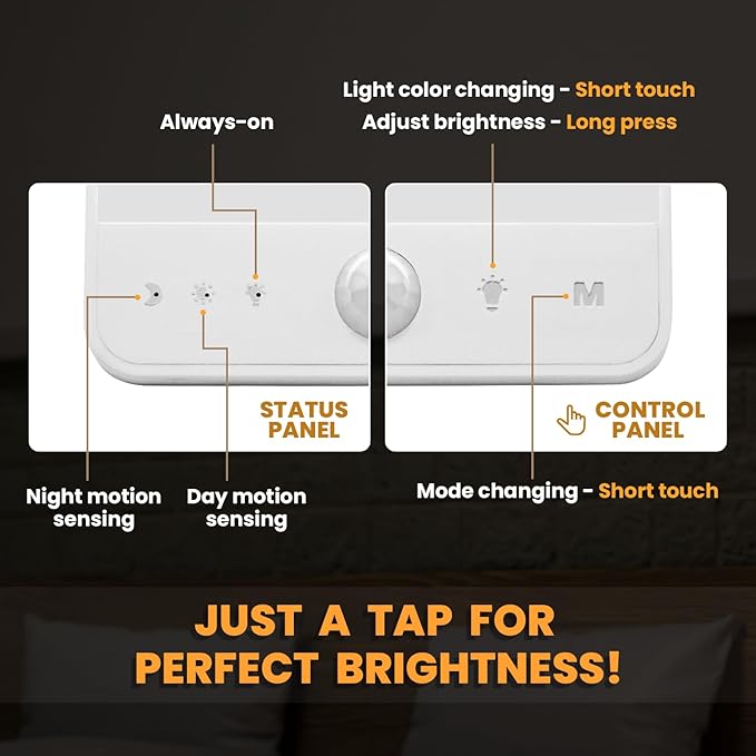 Motion Sensor Light Indoor Rechargeable, Battery Night Light 2000mAh, Motion Activated Night Lights Stick on 2 Pack, Dimmable Stair Lights for Bathroom, Hallway, Kitchen, Traveling, Cabinet