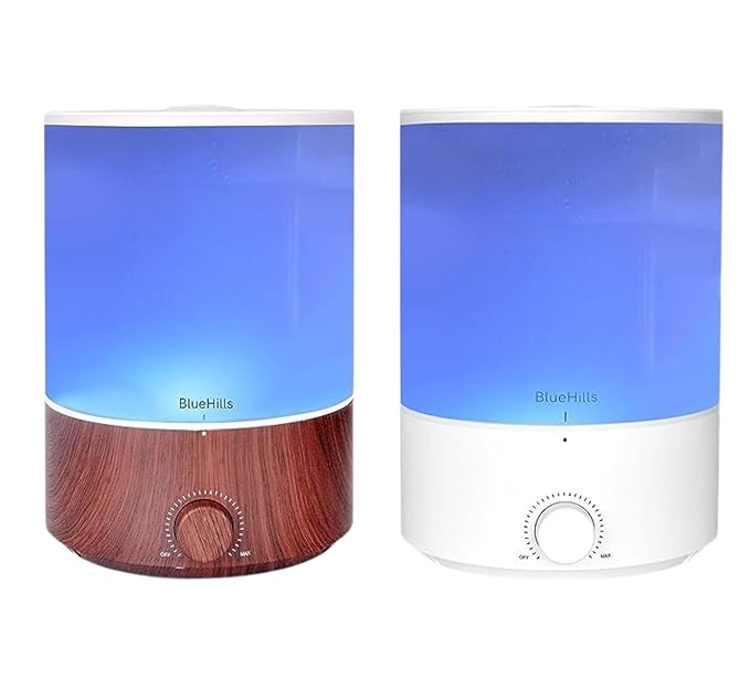 BlueHills Premium Set of Two Large 4000 ML XL Essential Oil Diffusers Humidifier Combo for Large Room Home with Décor LED Lights Great Gift – Value Pack of Dark Wood Grain and White