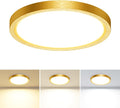slochi 7.2 Inch LED Flush Mount Ceiling Light Fixture, 3000K-4000K-6500K & 100W Equivalent Modern Kitchen Recessed Ceiling Lamp 15W 1500Lm Closet Round Surface for Bathroom Laundry-Gold-Bronze