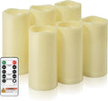 Homemory 3" x 6" Waterproof Flameless Candles, Outdoor Indoor Battery Operated LED Pillar Candles with Remote Control and Timer, Plastic, Long Lasting, Set of 6
