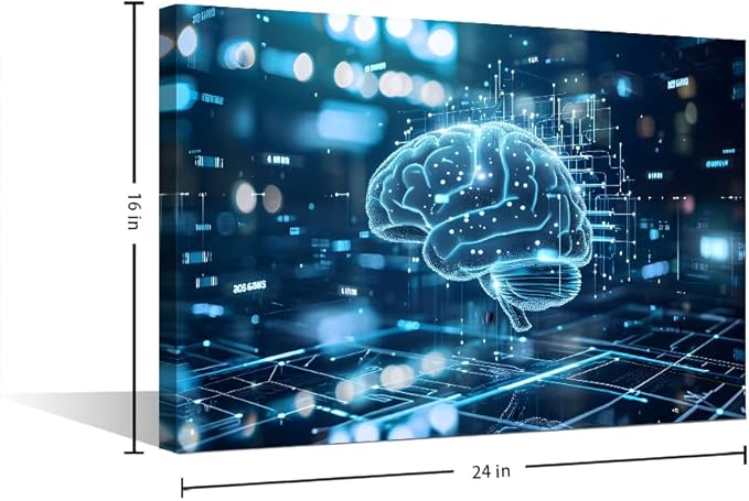 TUMOVO Digital Brain Canvas Printing Wall Art House Decoration for Wall Art Work for Wall Decor Living Room Neural Network Pictures for Bedroom Wall Decor Poster and Prints 16" Wx24 Hx1 Panel