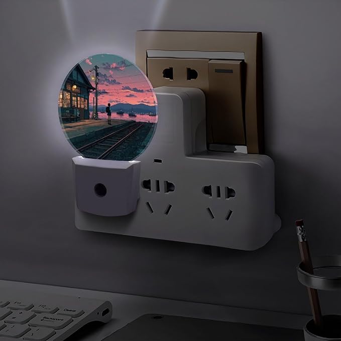 Plug in Night Light with LED & Smart Light Sensor, Track Auto-On/Off Night Lights Plug Into Wall for Bedroom, Bathroom, Hallway, Stairway