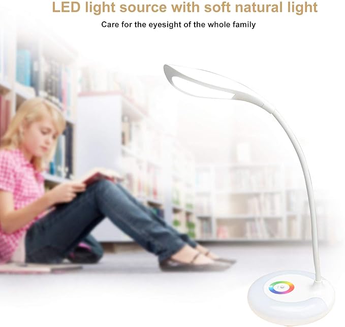 LED Desk Lamp, Dimmable Eye Caring Reading Desk Light RGB Dimmable Office Lamp Desktop Supplies