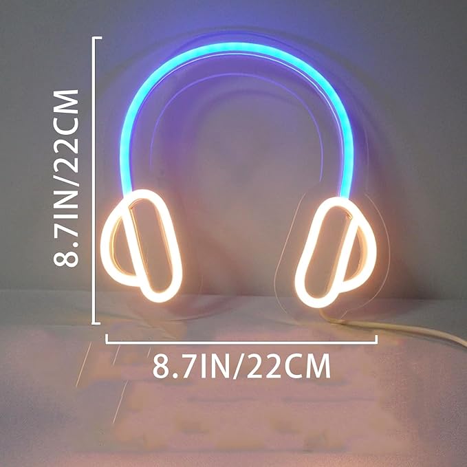 Lumoonosity Headphone Neon Sign Headset Neon Lights for Game Room Audio Room Studio Wall Decorations Headphone Led Signs for Gamers Man Cave Gifts for Men Neon Lamp Game Room Accessories Gifts