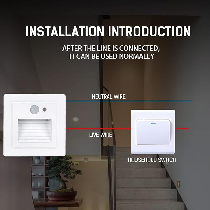 LED Recessed Step Wall Sconce,3W Indoor Outdoor Stairs Light IP65 Waterproof Human Body Induction Wall Lamp Corridor Night Light 85Mm85Mm,C,Induction