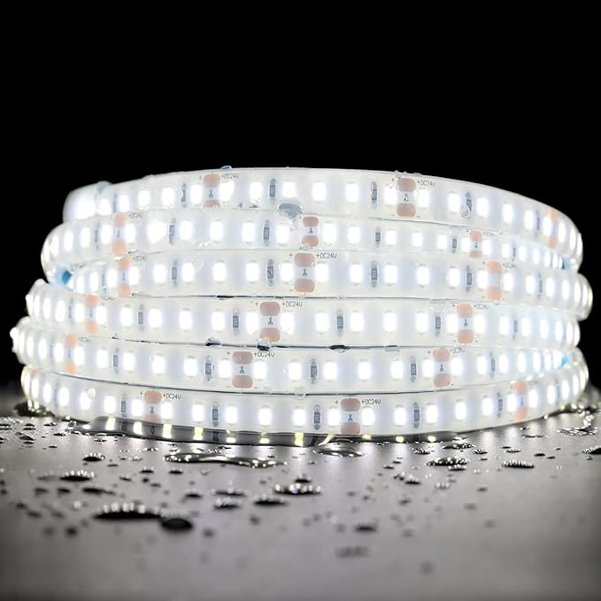 SuperlightingLED DC24V LED Tape 6000K Sauna Lights for inside Sauna, Flexible High Temperature Rated & IP68 LED Strip Light Water-submersible, 600 LEDs Bright & 5m 16.4ft Long (6000K Daylight White)