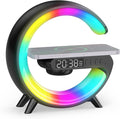 Smiling Shark Wake Up Light, Atmosphere Desk Light with 15W Wireless Charger & Bluetooth Speaker Button Control 10 Lights Mode Sunrise Simulation Alarm Clock Smart Light for Home Decor Bedroom