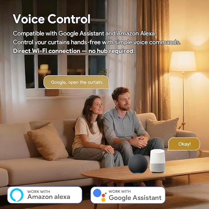 WiFi Smart Curtain Motor Track System, Dual Motor Independent Control Electric Drapery Rods, Mini Automatic Opener for Alexa Google Home, 1.2N.m Heavy Duty (2 meters (78.7 inches))