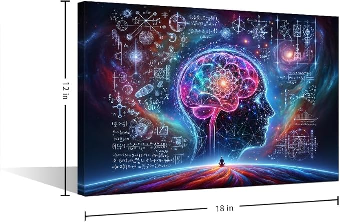Artificial Intelligence Wall Art Human Brain Surrounded by Data Canvas Painting Futuristic Technology Wall Posters for Bedroom Wall Decor AI Pictures for Living Room Wall Decoration 12"Wx18"Hx1 Panel