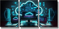 LSIUHWUWI 3 Panel Canvas Wall Art Modern Cloud Technologies Neon Colors Cyber Space Pictures Print On Canvas for Living Room Bedroom Wall Decoration, Posters Ready to Hang, 12x16inchx3