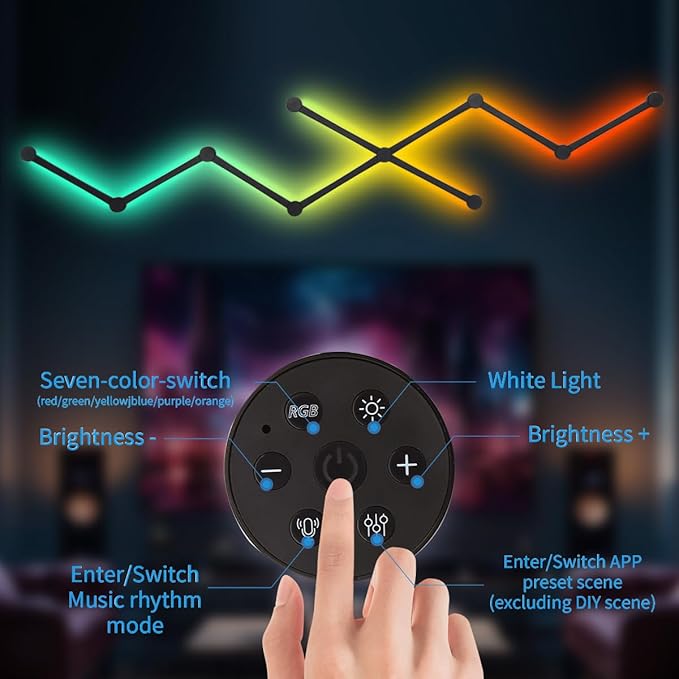 RGBIC Smart WiFi Glide Wall Light, Compatible with Alexa and Google Assistant, 16M+ Colors, Music Sync, Gaming Room Decor Lights(9 Black Lines Light)