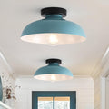 2 Pack Semi Flush Mount Ceiling Lights, 12 Inch Metal Small Ceiling Lights for Kids Room Close to Ceiling Light Fixtures with Light Blue Shade for Hallway Entryway Kitchen Bedroom Bathroom Laundry