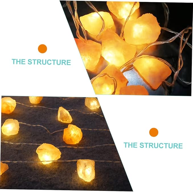 HOMSFOU 1set Himalayan Salt String Light Night Lamp USB Powered Decorative Led Beads for Home Office Yoga Relaxation Creates Calming Atmosphere