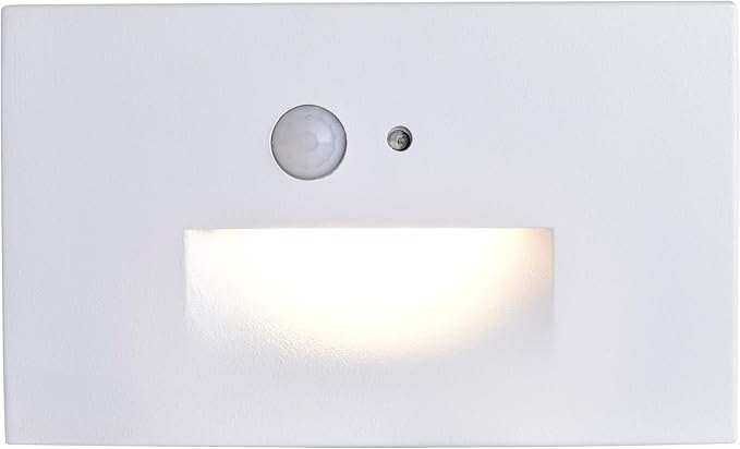 Edvivi Hardwired LED Step Light for Outside, Indoor/Outdoor 3000K White Stair Lighting Fixture with Motion and Photocell Sensor, Wet Location Step Lights for Stairway Pathway Driveway Patio, 1-Pack