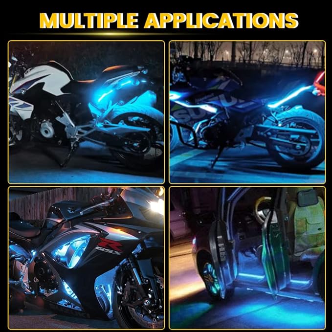 YM E-Bright Led Strip Light for Car 27cm 5050 15SMD Waterproof Car Underglow Light Motorcycle Golf Cart Decoration Interior Exterior Lights Strip,Ice Blue DC12V (Pack of 4)